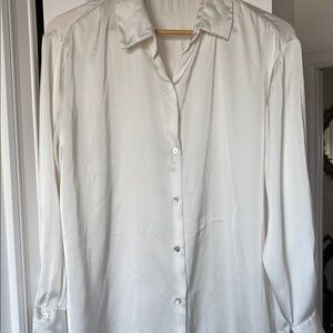 Zara Cream Satin Button-Up Blouse